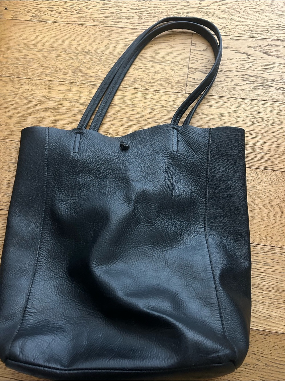 Classic Black Leather Tote Bag